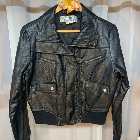 Jolt Faux Leather Bomber - Picture 1 of 5